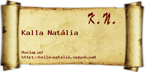Kalla Natália névjegykártya